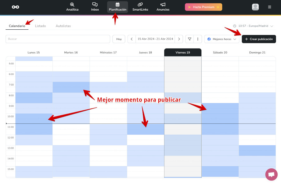 Metricool - Planificación - Calendario