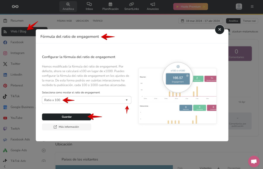 Metricool - Web - Ration engagement