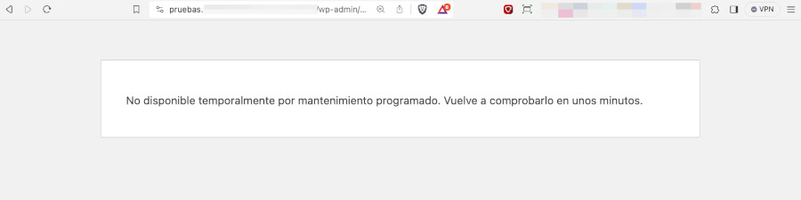 Mensaje Mantenimiento WordPress