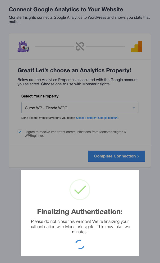 Conectar el plugin MonsterInsights con Google Analytics