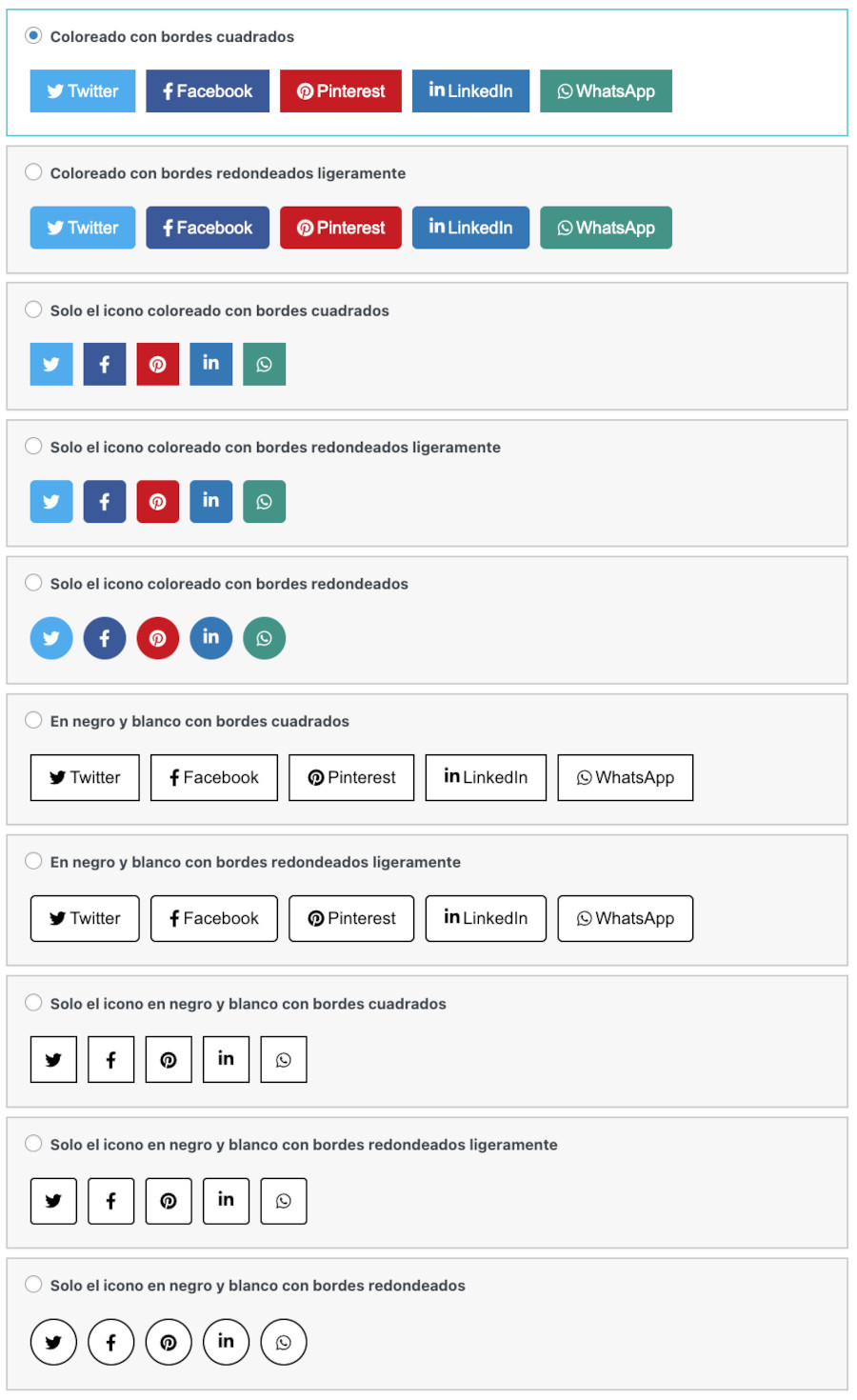 Estilos de botones del plugin