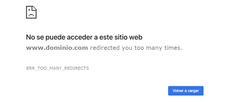 Error ERR_TOO_MANY_REDIRECTS en WordPress