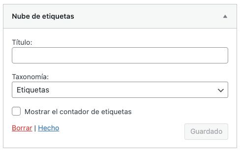 Opciones de ajuste del widget nativo de nube de etiquetas en WordPress