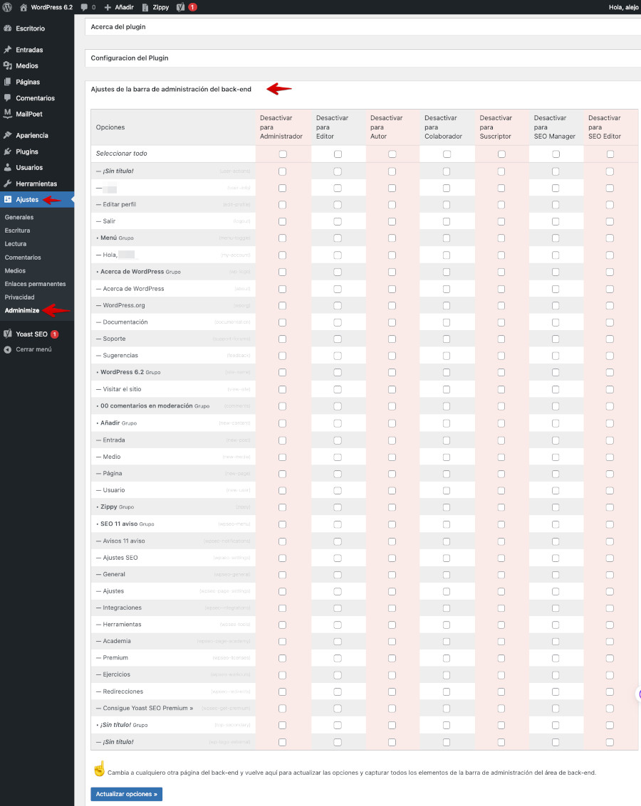 Personalizar dashboard con Adminimize