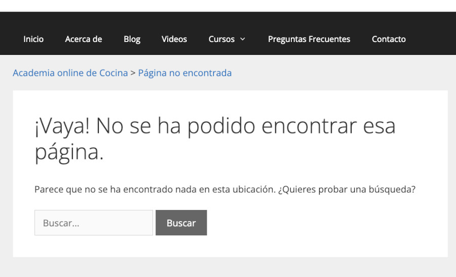 Página de error 404 no existe