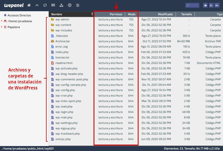 Permisos de archivos y carpetas en WordPress