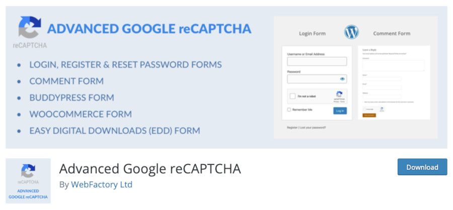 Plugin Advanced Google reCAPTCHA