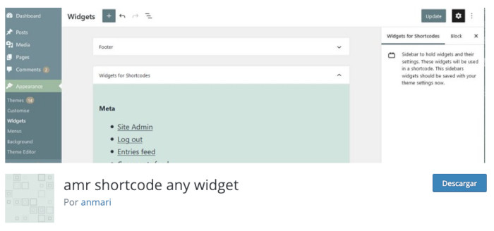 Plugin amr shortcode any widget