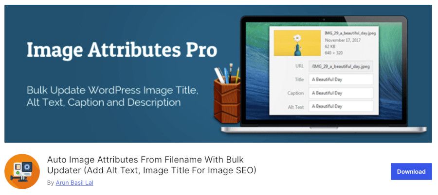 Plugin Auto Image Attributes From Filename With Bulk Updater