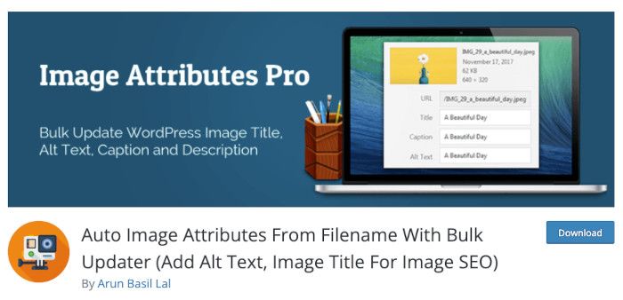Auto Image Attributes From Filename With Bulk Updater (Add Alt Text, Image Title For Image SEO)