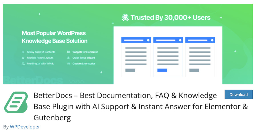 Plugin BetterDocs – Best Documentation, FAQ & Knowledge Base