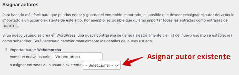 Asignar autor existente a la publicaciones importadas desde Blogger