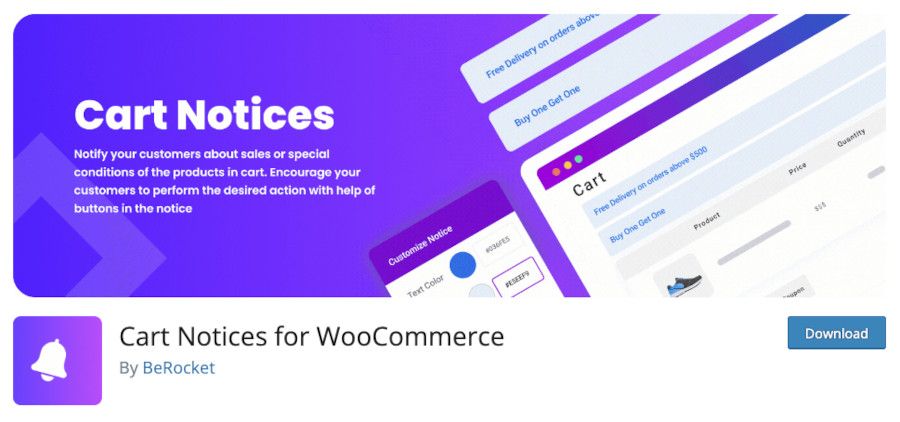 Plugin Cart Notices for WooCommerce