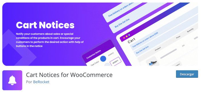 Plugin Cart Notices for WooCommerce