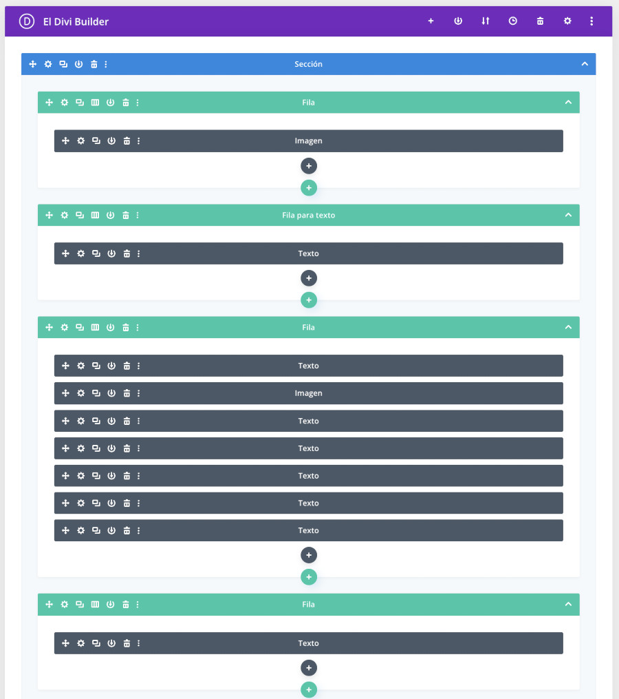 Constructor visual Divi builder modificando la edición de una Entrada de WordPress