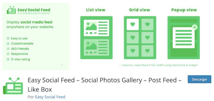Plugin Easy Social Feed – Social Photos Gallery