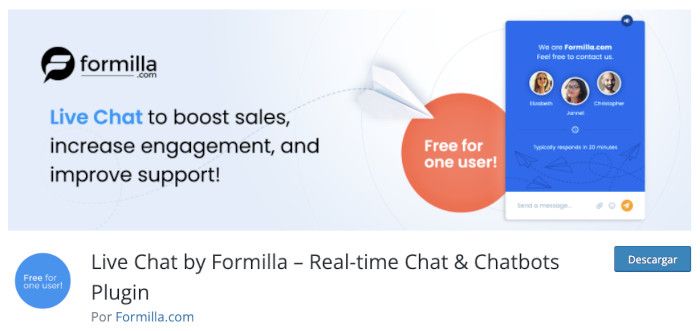 Live Chat by Formilla – Real-time Chat & Chatbots Plugin
