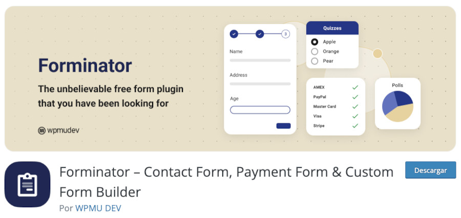 Plugin Forminator – Contact Form, Payment Form & Custom Form Builder