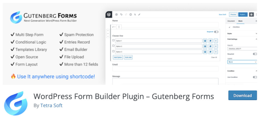 Plugin WordPress Form Builder Plugin – Gutenberg Forms