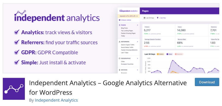 Plugin Independent Analytics – Google Analytics