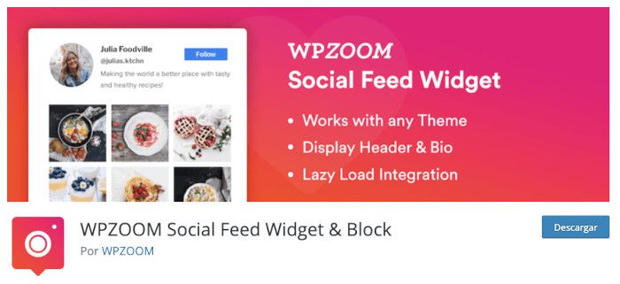 Plugin WPZOOM Social Feed Widget & Block