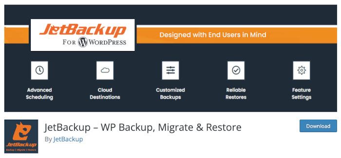Plugin JetBackup – WP Backup, Migrate & Restore