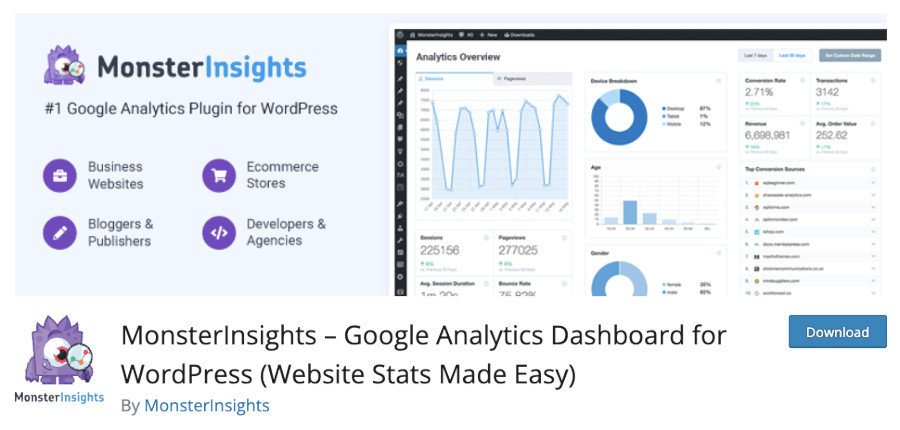 Plugin MonsterInsights – Google Analytics Dashboard for WordPress