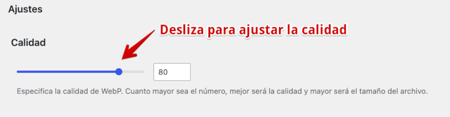 Ajustes de Plus WebP - Calidad