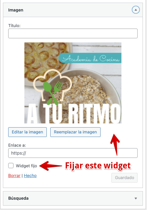 Plugin Fixed Widget and Sticky Elements - Opción de fijar widget