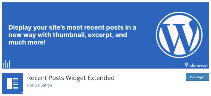 Plugin Recent Posts Widget Extended