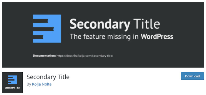 Plugin Secondary Title