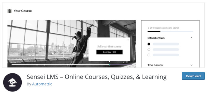 Plugin Sensei LMS – Online Courses, Quizzes, & Learning