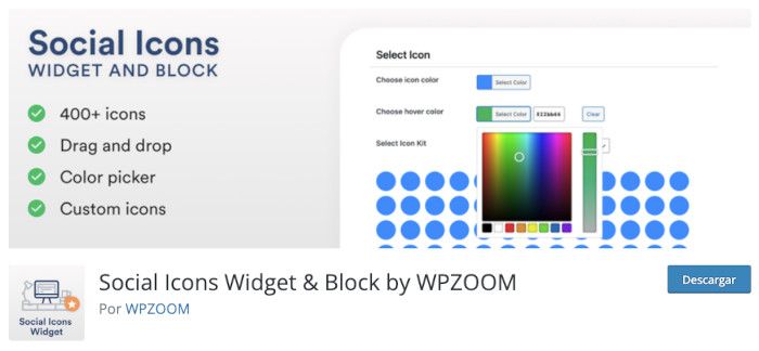 Plugin Social Icons Widget & Block by WPZOOM