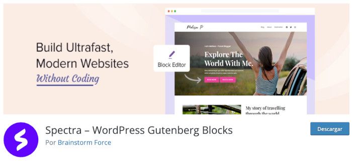 Plugin Spectra – WordPress Gutenberg Blocks