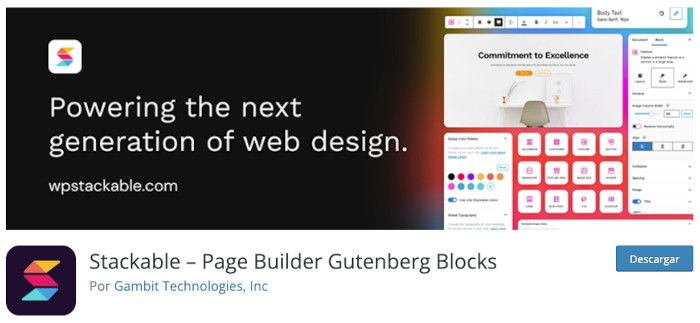 Plugin Stackable Page Builder Gutenberg Blocks
