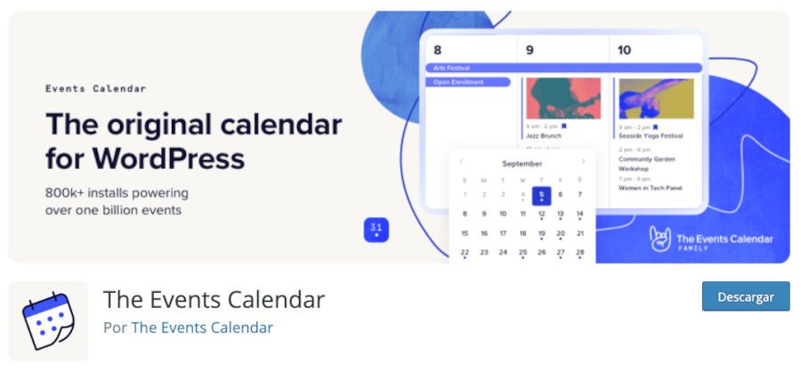 Plugin The Events Calendar