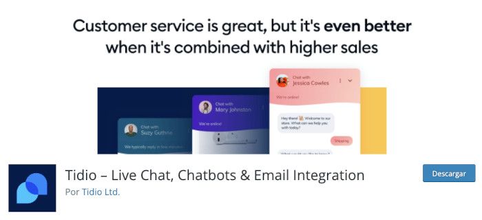 Plugin Tidio – Live Chat, Chatbots & Email Integration