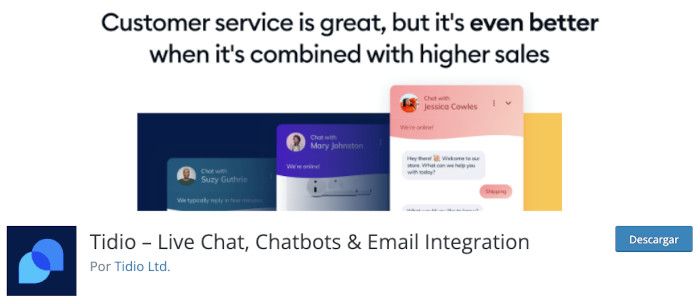 Plugin Tidio – Live Chat, Chatbots & Email Integration