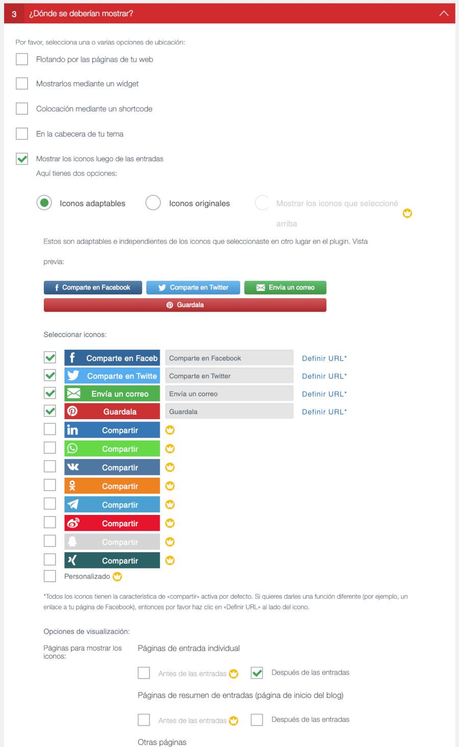 Ajustes de Social Media Share Buttons & Social Sharing Icons