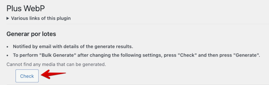 Plugin WebP - Generar por lotes