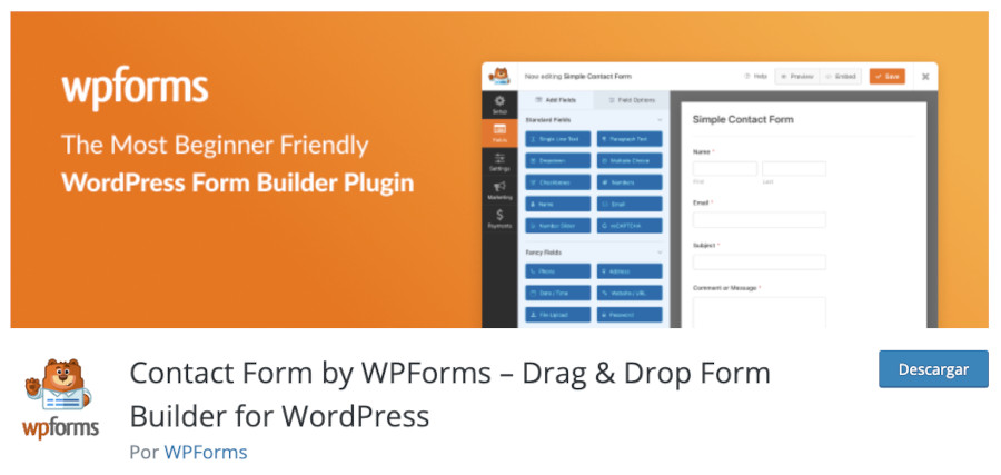Plugin Contact Form by WPForms – Drag & Drop Form Builder for WordPress