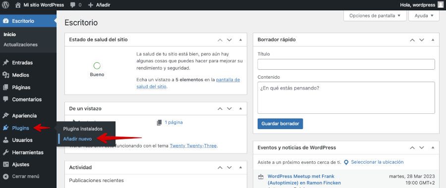 Añadir nuevo plugin desde el dashboard