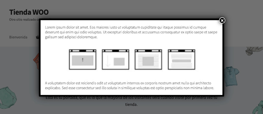 Popup creado con el plugin «Popup Maker» en su versión gratuita