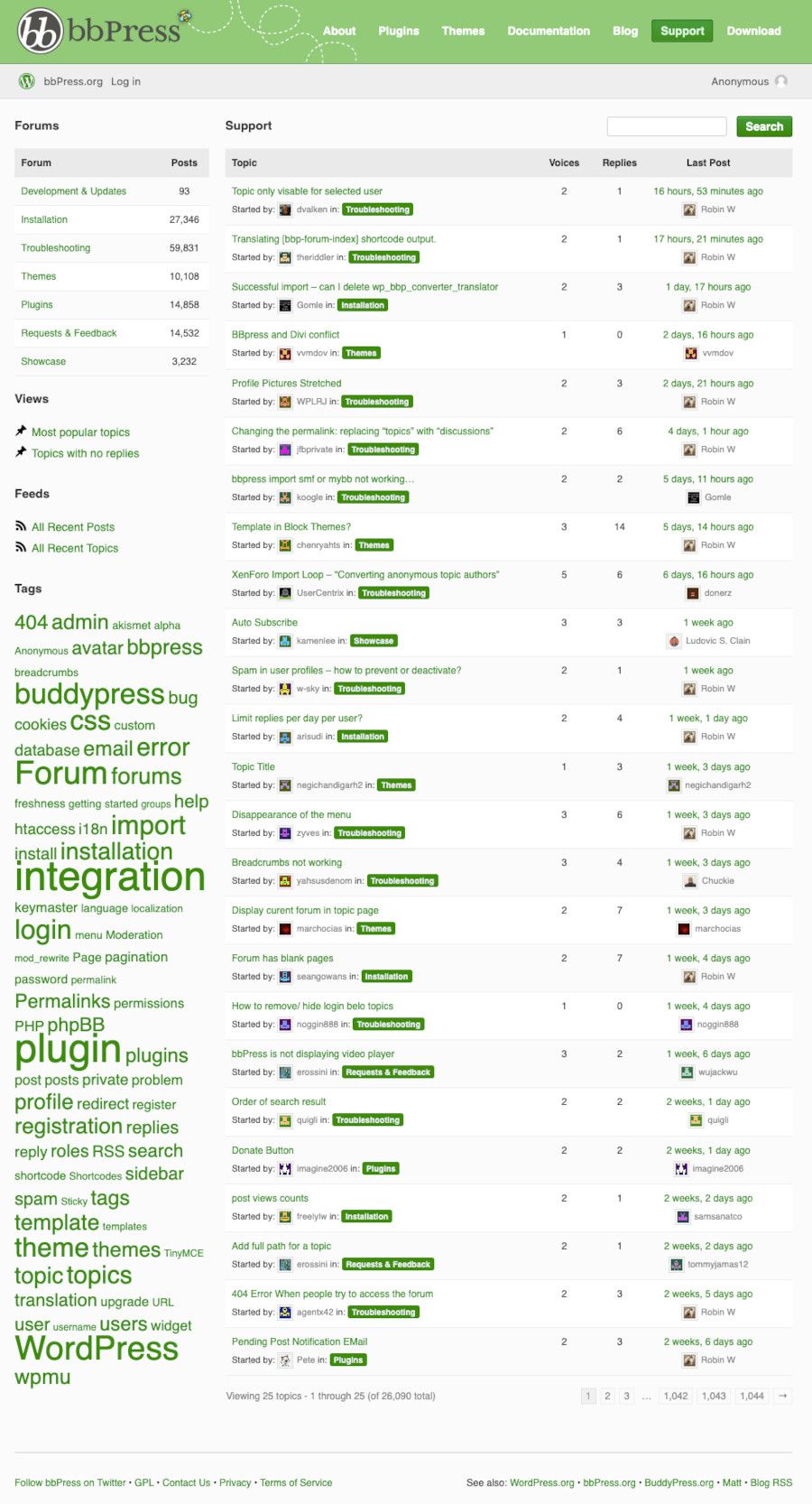 Portada del Foro con el plugin bbPress