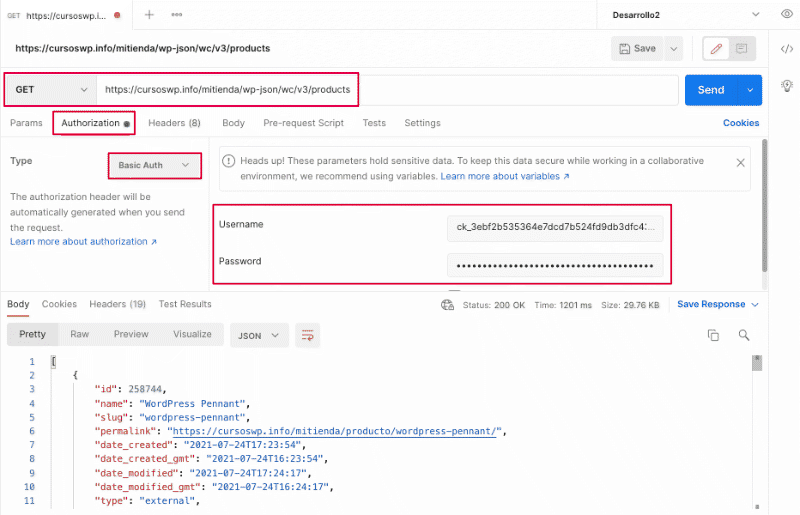 Postman Probar Rest Api WooCommerce
