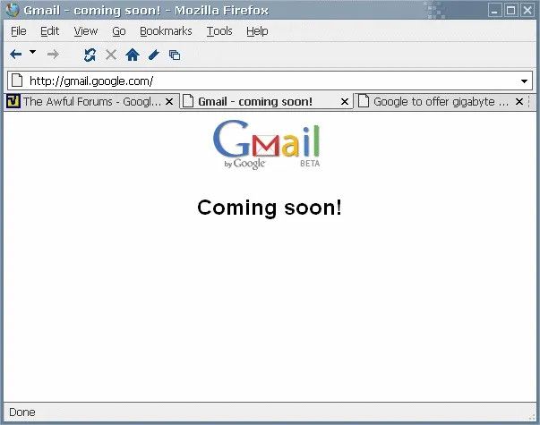 Pre lanzamiento de Gmail en 2004