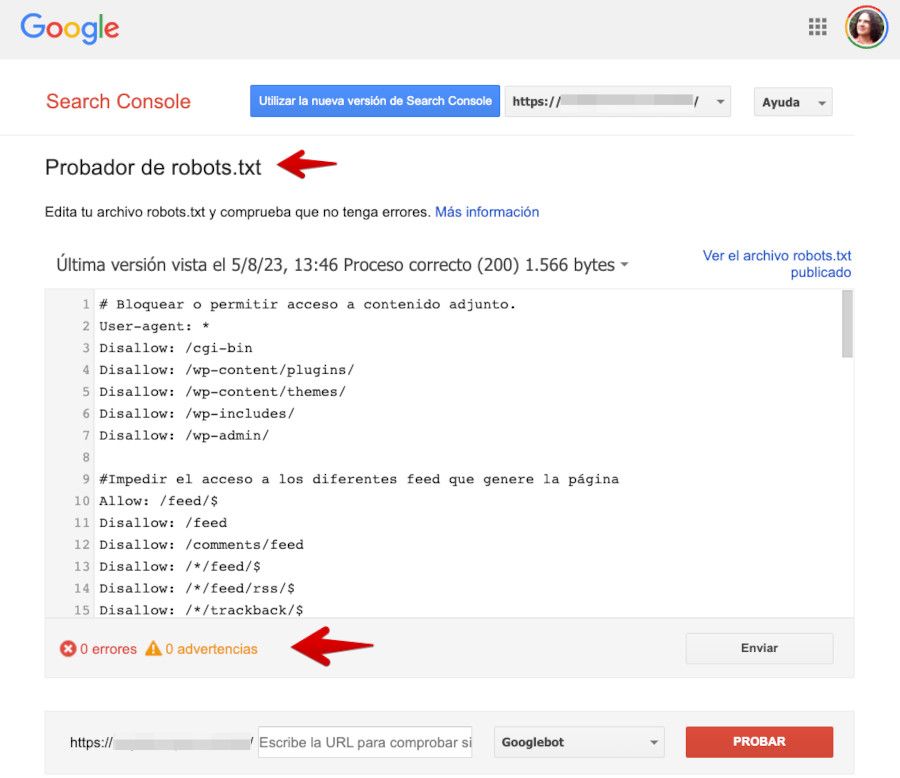 Ayuda - Google Search Console - Propiedad - Robots.txt