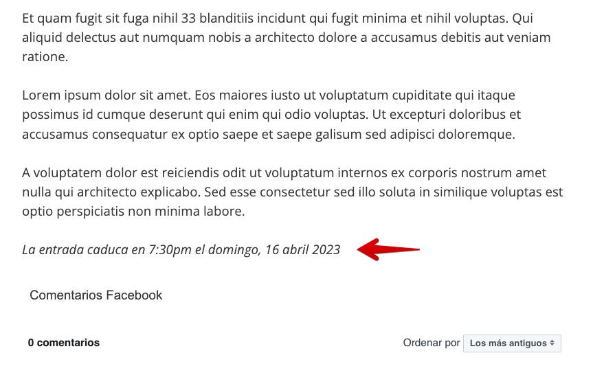 PublishPress - Aviso de caducidad de una Entrada en el frontal