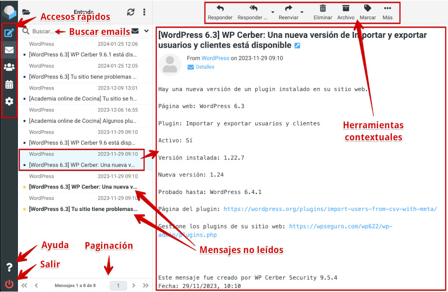 Roundcube - Bandeja de entrada - Área de la aplicación de correo web