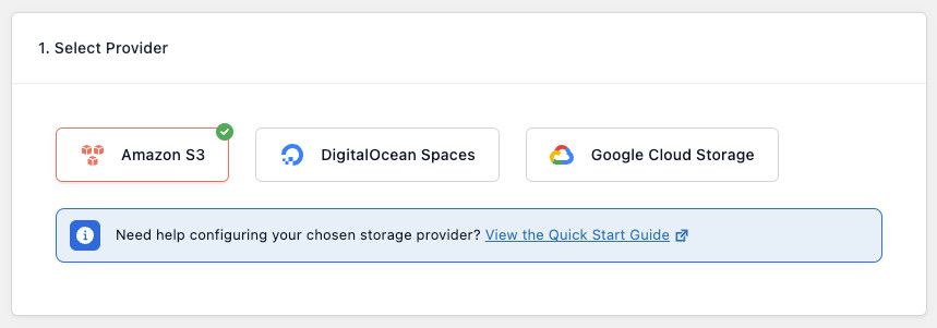 Seleccionar proveedor - Amazon S3
